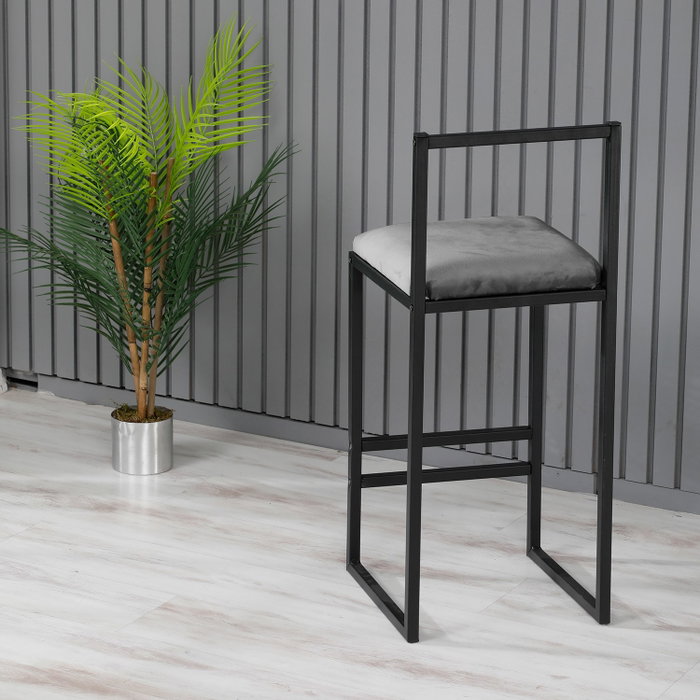 Hanah Home Taburete de Bar de Metal Humo